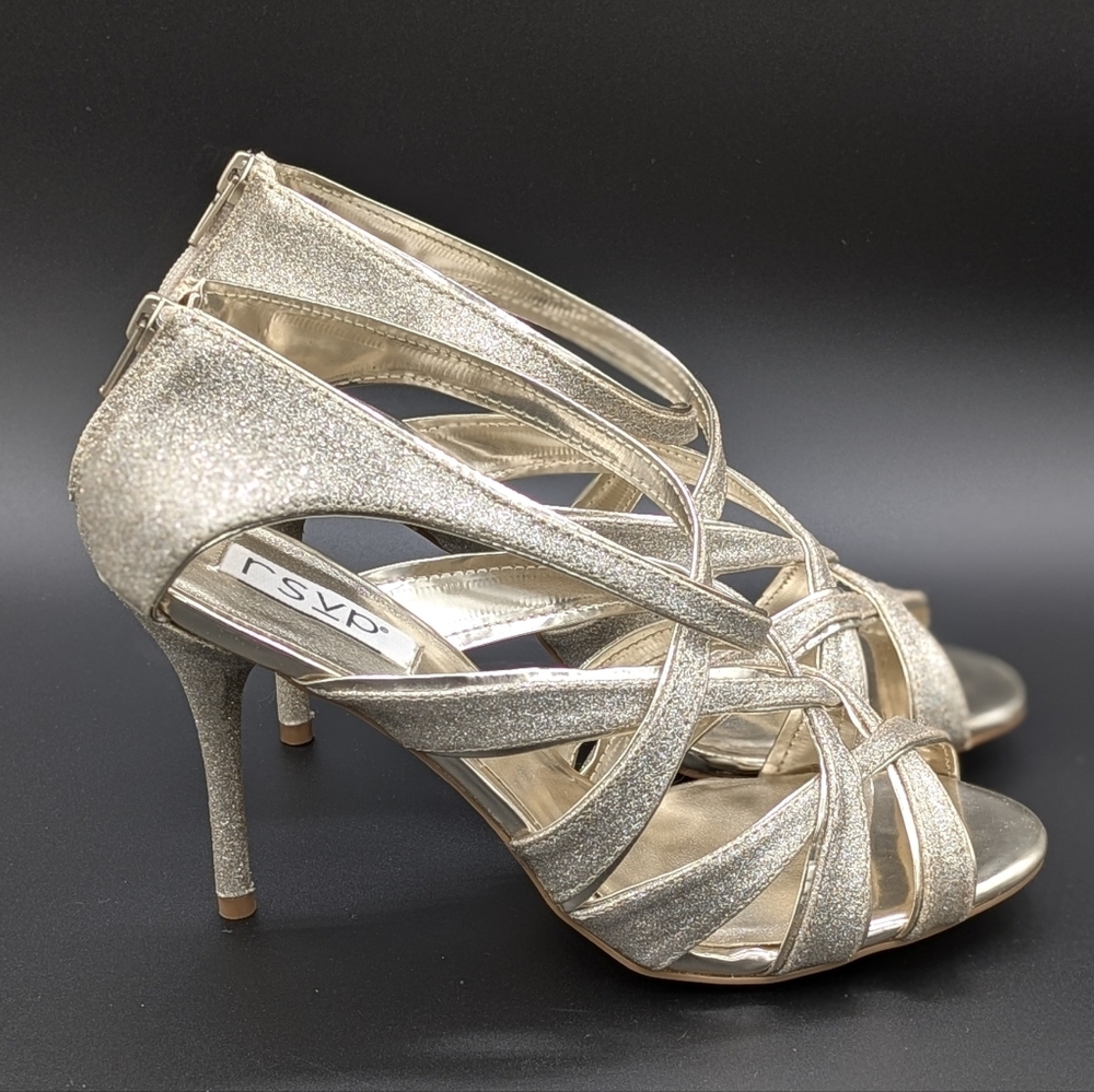 RSVP Maven Light Gold Strappy Heels - Picture 3 of 10